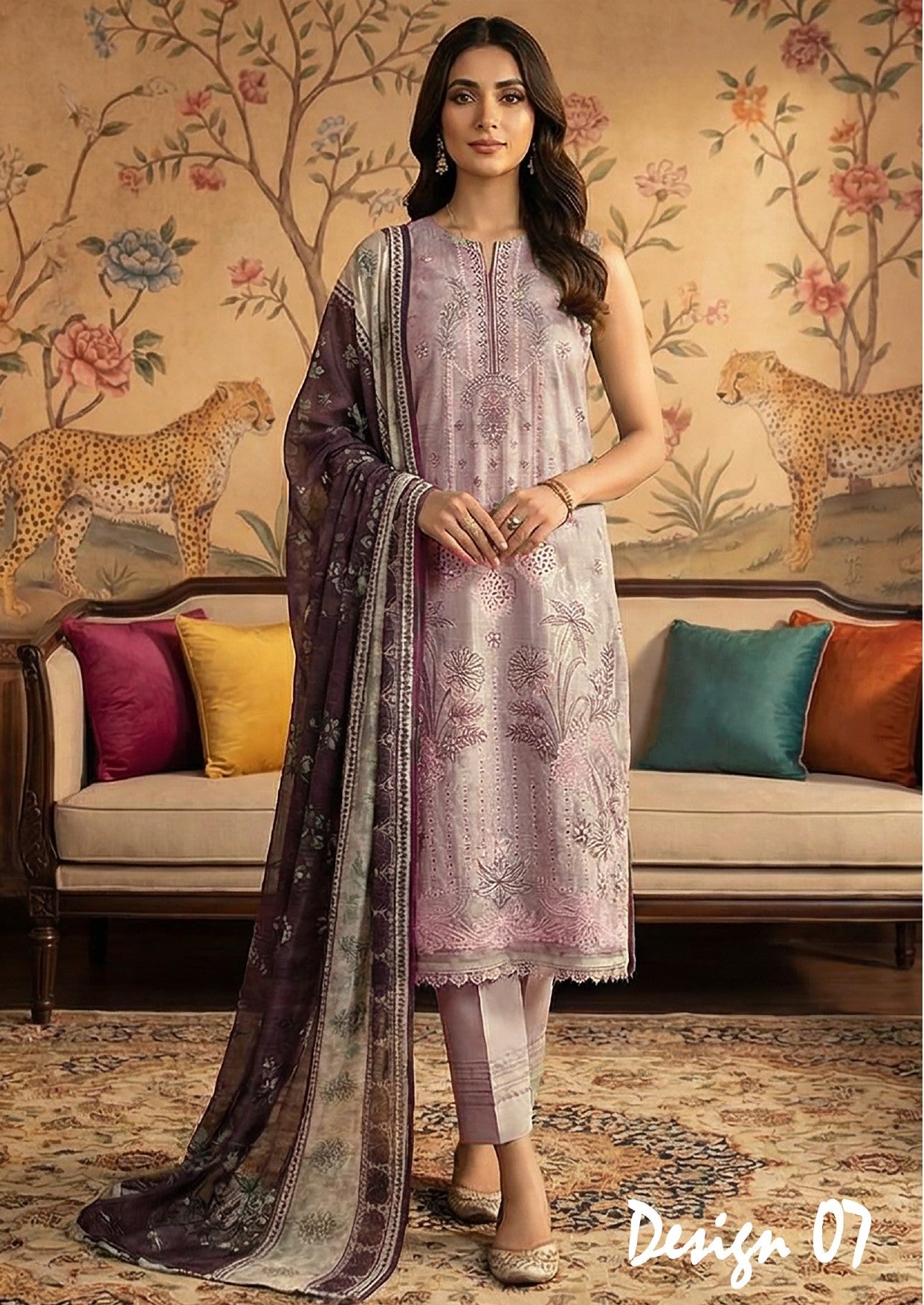 Rimal by UK Vol-22 3PC Unstitched Embroidered Lawn Suit (LightPink)