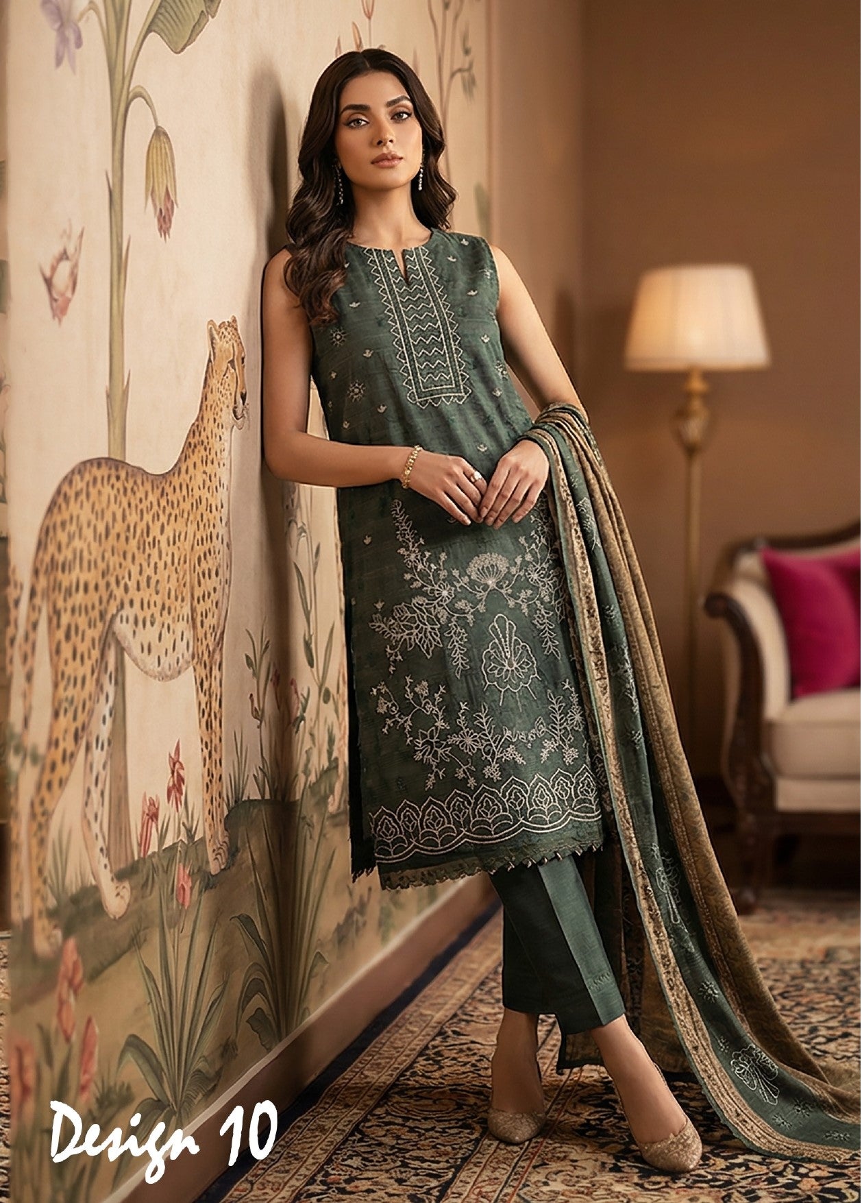 Rimal by UK Vol-22 3PC Unstitched Embroidered Lawn Suit (Emerald Green)