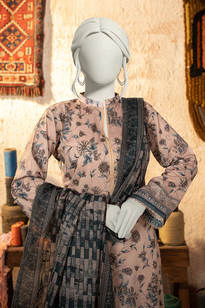 Almeerah Estiva – Premium Digital Three Piece Suit (Sand beige)