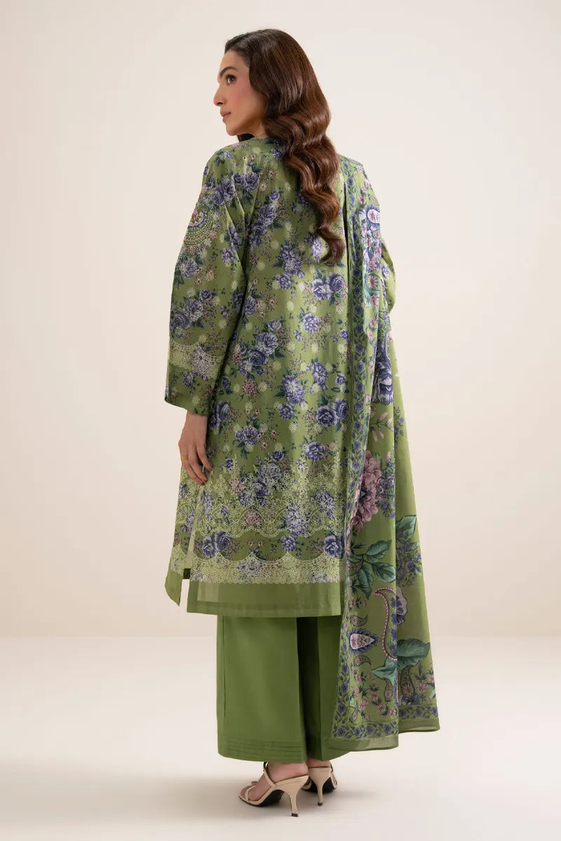 Sapphire 3-Piece Embroidered Unstitched Lawn Suit (Apple Green)