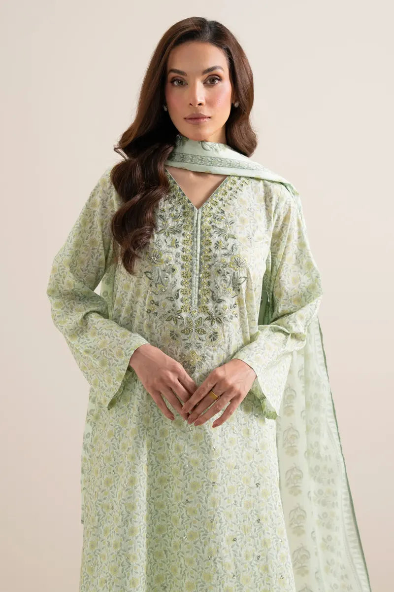 Sapphire 3-Piece Embroidered Unstitched Lawn Suit (Light Mint)