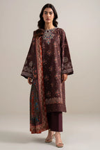 Sapphire 3-Piece Embroidered Unstitched Lawn Suit (Maroon)