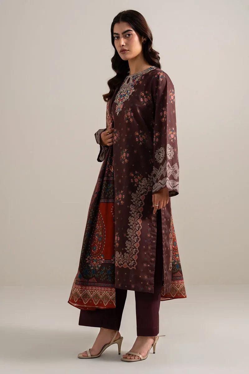 Sapphire 3-Piece Embroidered Unstitched Lawn Suit (Maroon)