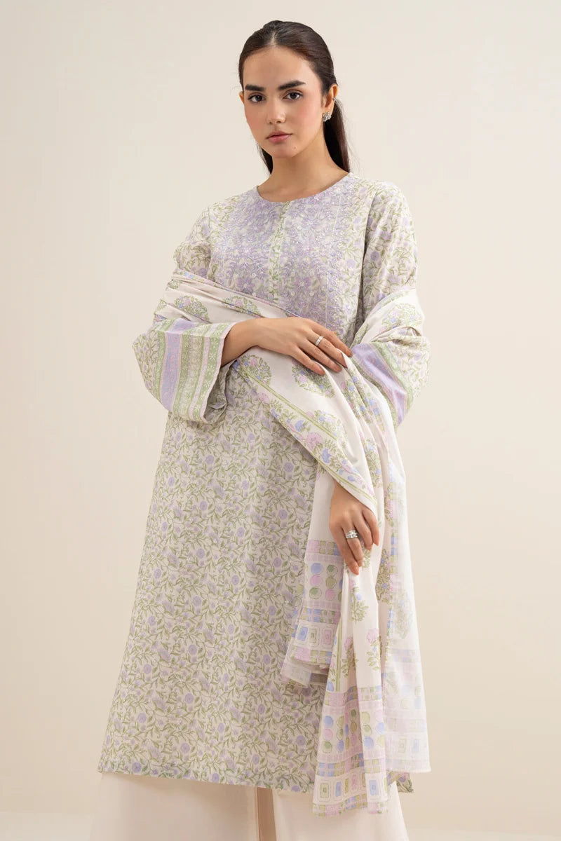 Sapphire 3-Piece Embroidered Unstitched Lawn Suit (Off White)