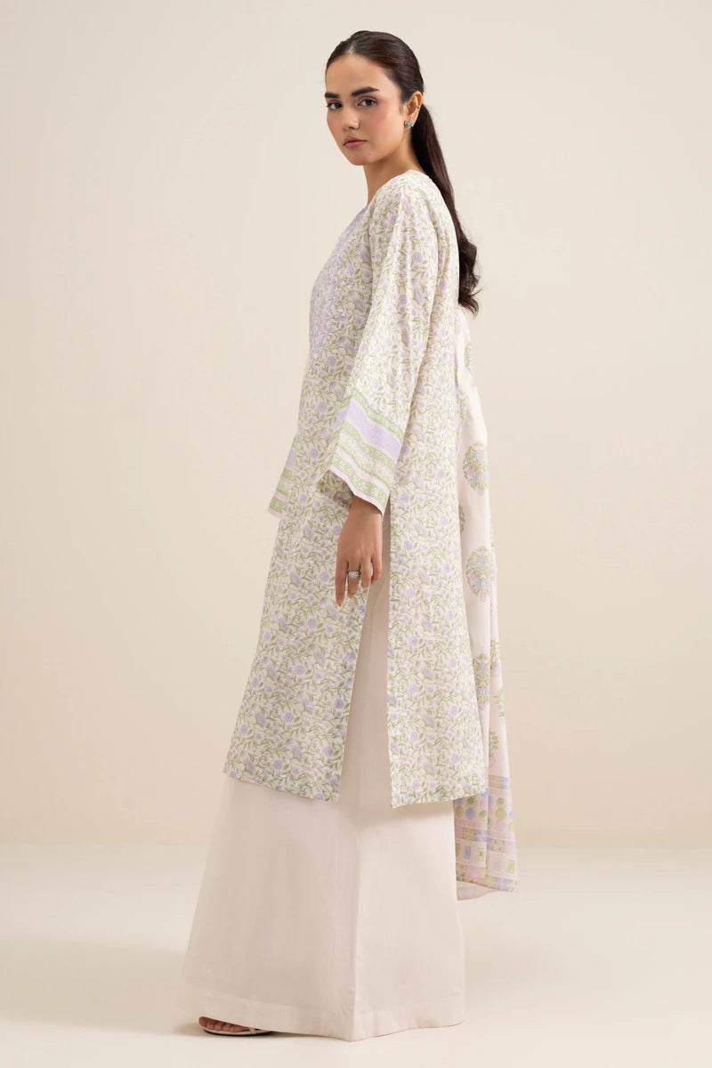 Sapphire 3-Piece Embroidered Unstitched Lawn Suit (Off White)