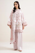 Sapphire 3-Piece Embroidered Unstitched Lawn Suit (Off White & Pink)