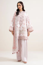 Sapphire 3-Piece Embroidered Unstitched Lawn Suit (Off White & Pink)