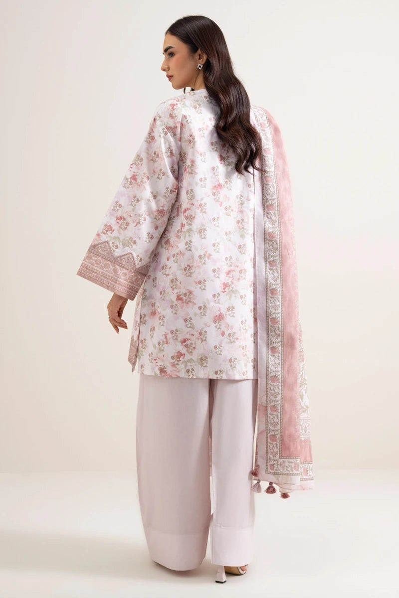 Sapphire 3-Piece Embroidered Unstitched Lawn Suit (Off White & Pink)