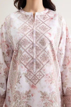 Sapphire 3-Piece Embroidered Unstitched Lawn Suit (Off White & Pink)