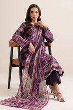 Sapphire 3-Piece Embroidered Unstitched Lawn Suit (Purple)