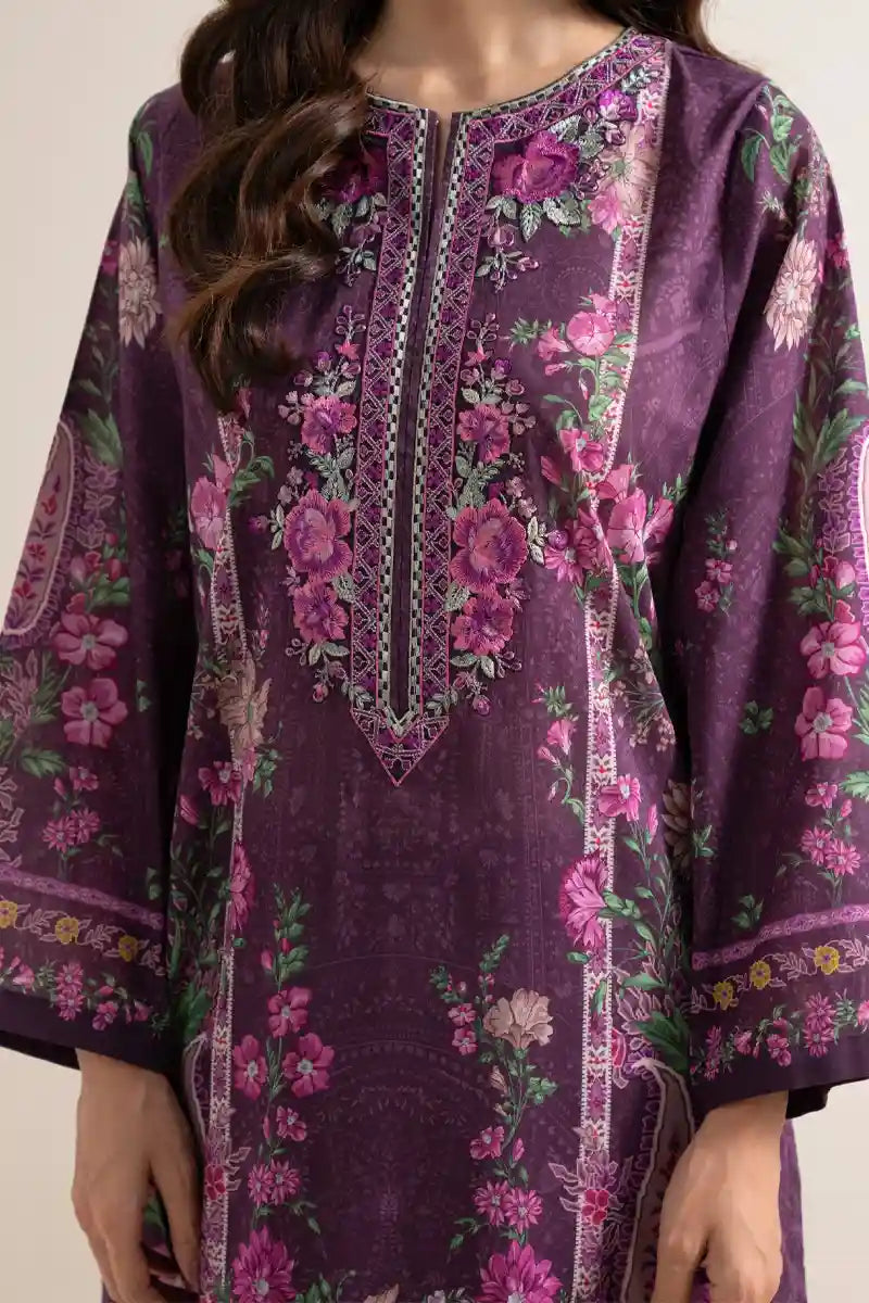Sapphire 3-Piece Embroidered Unstitched Lawn Suit (Purple)