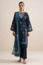 Sapphire 3-Piece Embroidered Unstitched Lawn Suit (Blue)