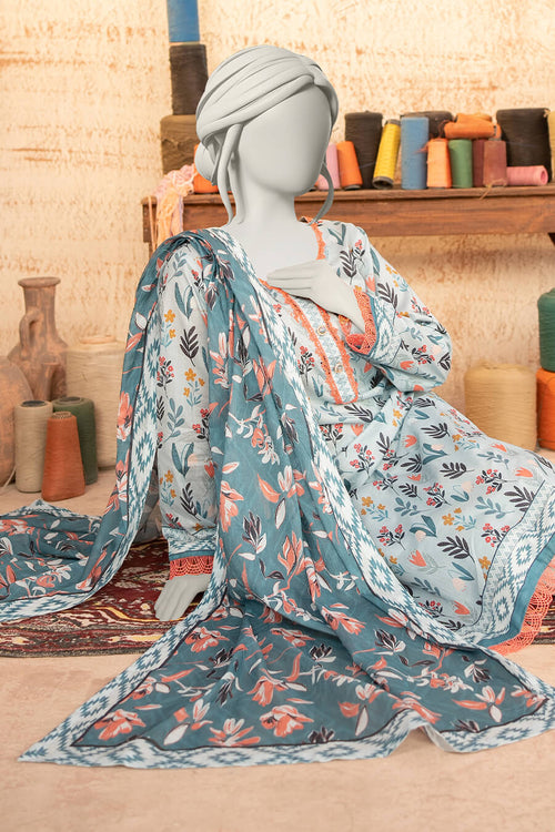 Almeerah Estiva – Premium Digital Three Piece Suit (Aqua Squeeze)