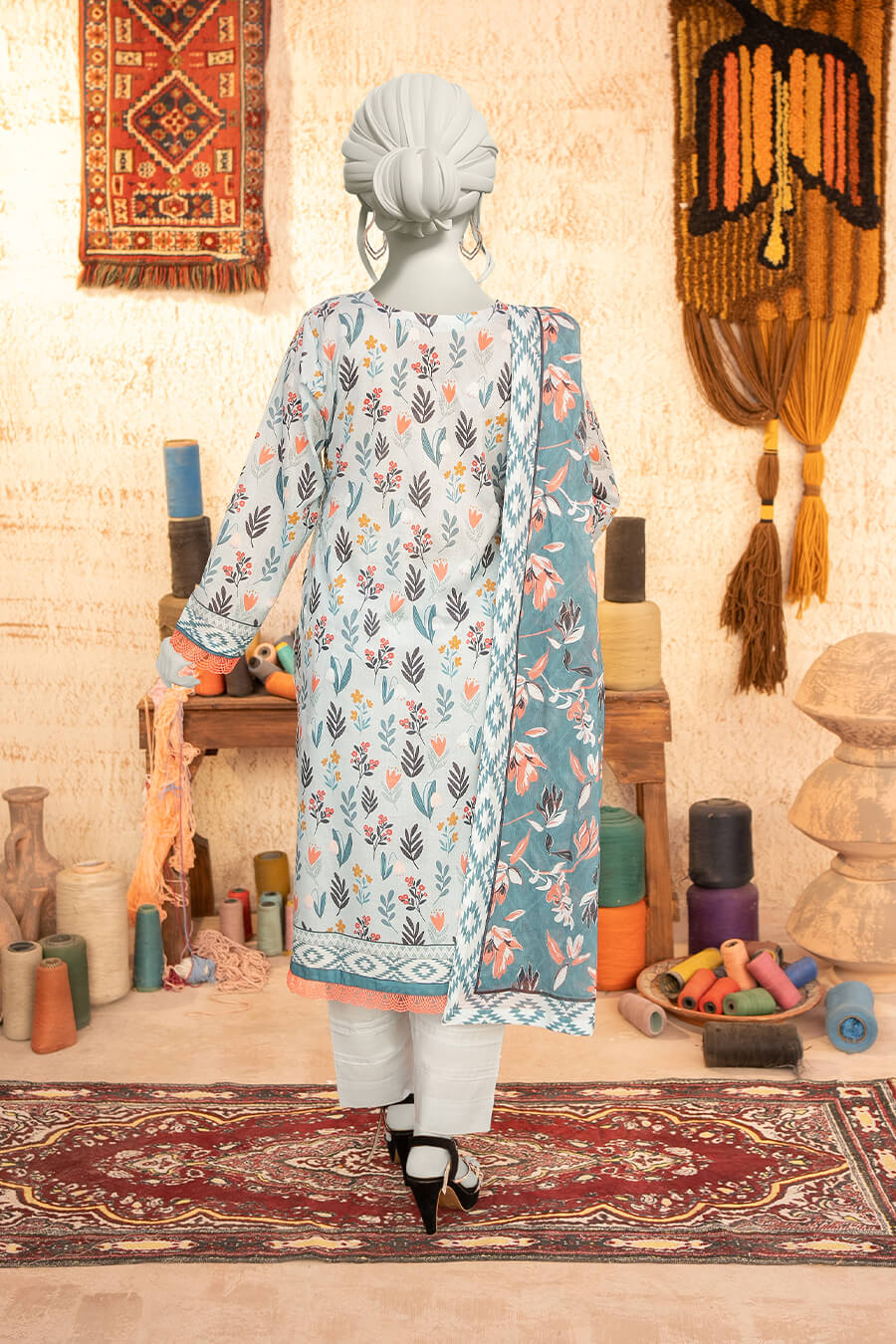 Almeerah Estiva – Premium Digital Three Piece Suit (Aqua Squeeze)