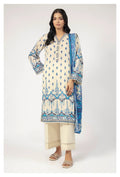 Sohaye | Cream Printed 3PC Unstitched Suit by Diners