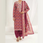 Tehzeeb by KBC Fashion – 3 Pcs Unstitched Embroidered Khaddar - Maroon