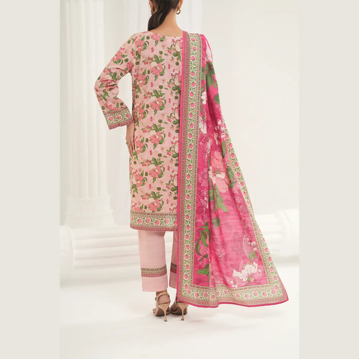 Tehzeeb by KBC Fashion – 3 Pcs Unstitched Embroidered Khaddar - Peach
