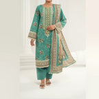 Tehzeeb by KBC Fashion – 3 Pcs Unstitched Embroidered Khaddar - Green