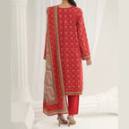 Tehzeeb by KBC Fashion – 3 Pcs Unstitched Embroidered Khaddar - Red