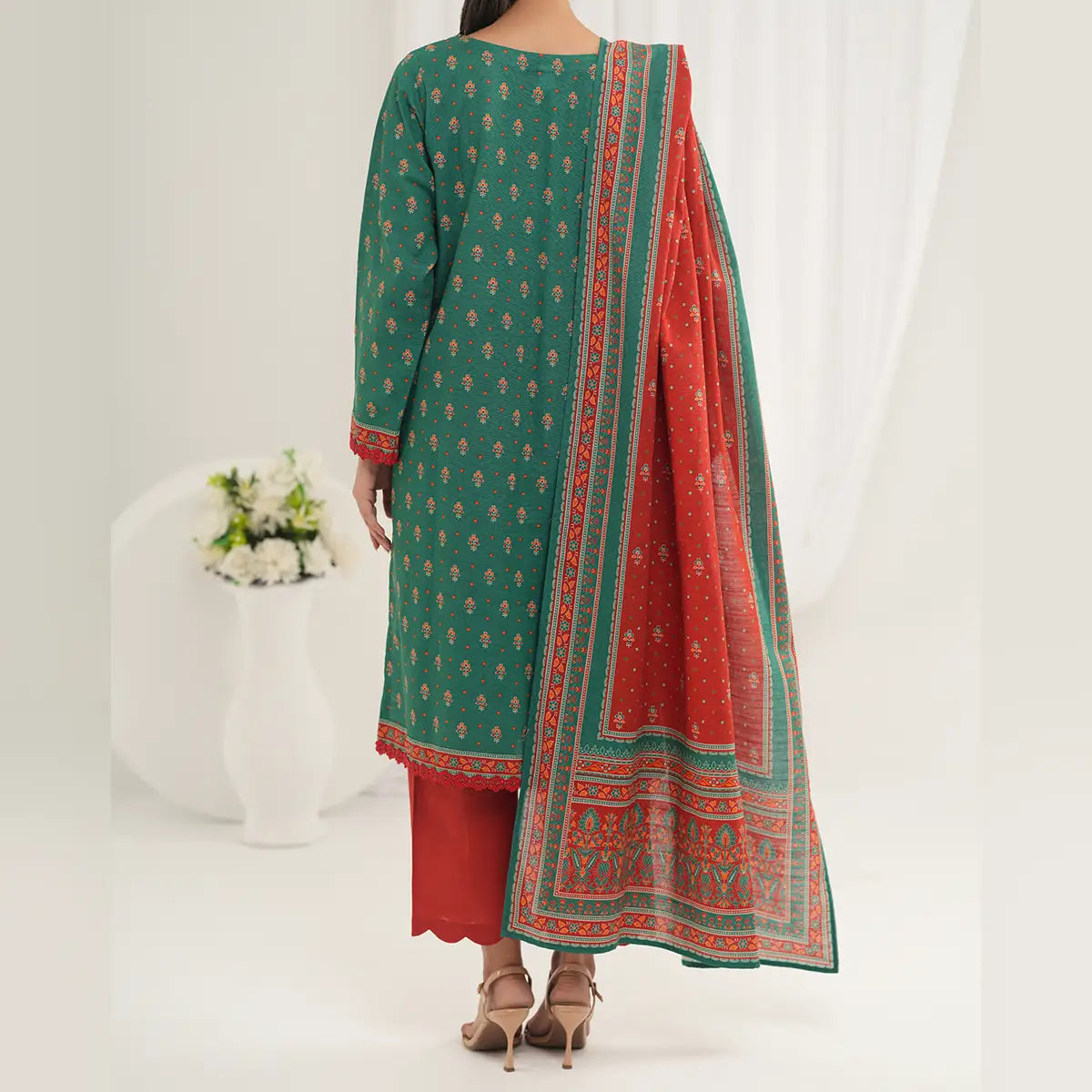 Tehzeeb by KBC Fashion – 3 Pcs Unstitched Embroidered Khaddar - Bottle Green
