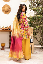 Elahéh By M.Fabrics - 3PC Unstitched Printed Lawn Suit (Yellow & Pink Violet)