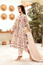 Elahéh By M.Fabrics - 3PC Unstitched Printed Lawn Suit (Rose & White)