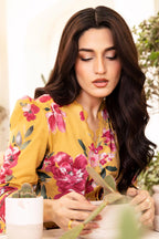 Elahéh By M.Fabrics - 3PC Unstitched Printed Lawn Suit (Yellow & Pink Violet)