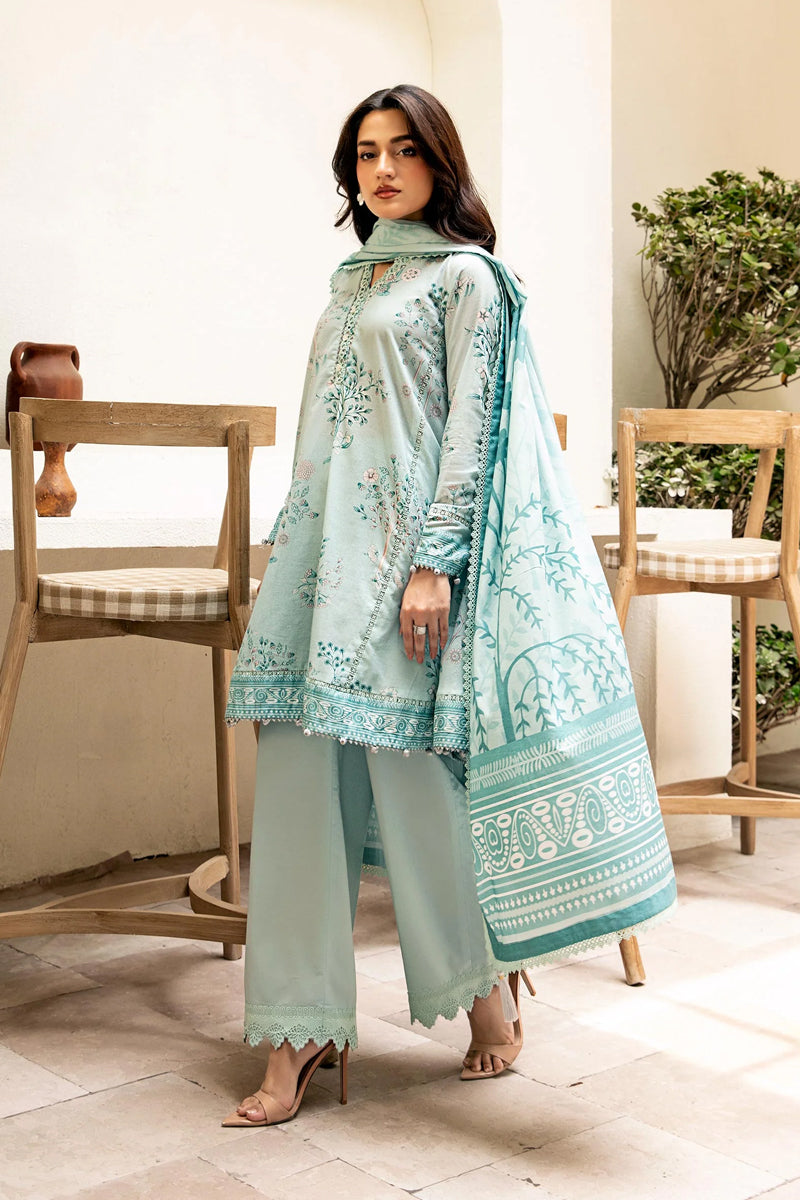 Elahéh By M.Fabrics - 3PC Unstitched Printed Lawn Suit (Light Sea Green)