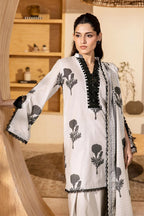 Elahéh By M.Fabrics - 3PC Unstitched Printed Lawn Suit (White & Black)