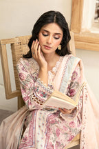 Elahéh By M.Fabrics - 3PC Unstitched Printed Lawn Suit (Rose & White)