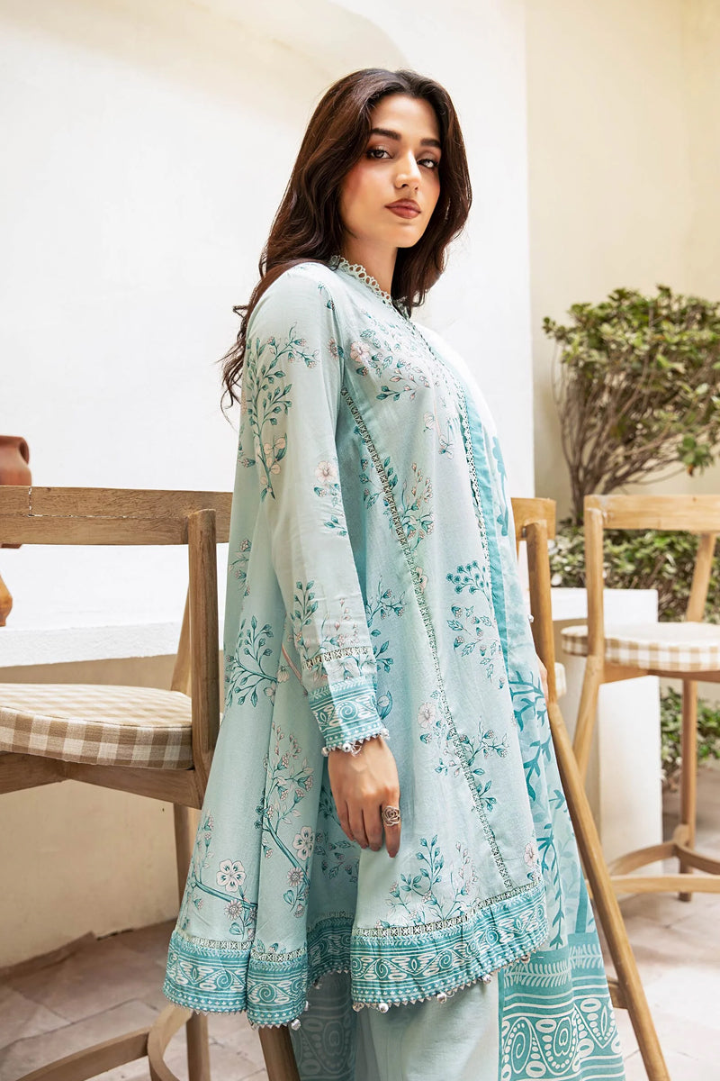 Elahéh By M.Fabrics - 3PC Unstitched Printed Lawn Suit (Light Sea Green)