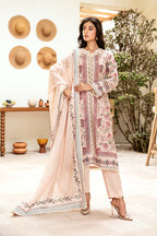 Elahéh By M.Fabrics - 3PC Unstitched Printed Lawn Suit (Rose & White)