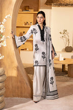 Elahéh By M.Fabrics - 3PC Unstitched Printed Lawn Suit (White & Black)