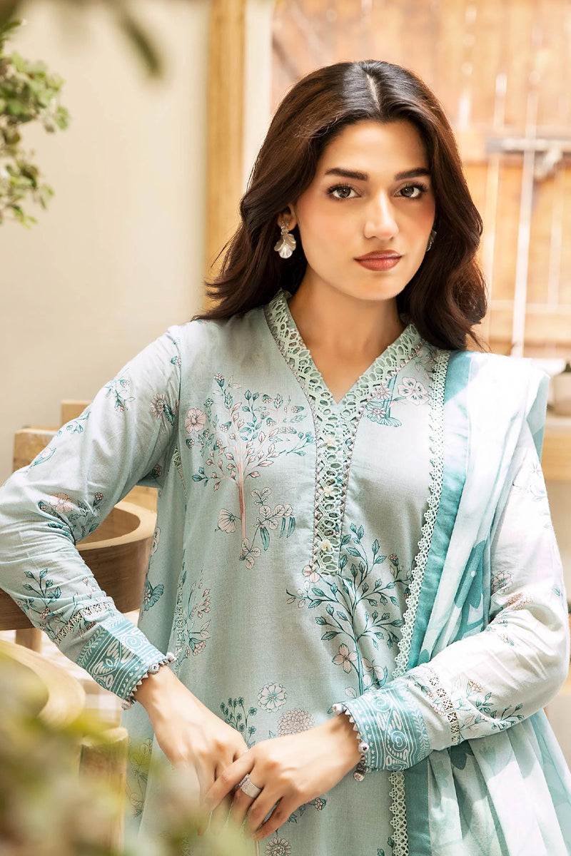 Elahéh By M.Fabrics - 3PC Unstitched Printed Lawn Suit (Light Sea Green)