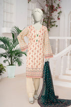 Inaya By KBC Fashion - 3PC Unstitched Printed Lawn Suit (Cream & Forest)