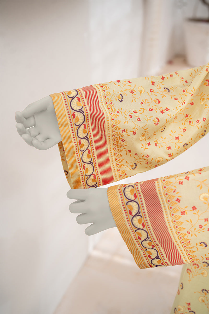 Inaya By KBC Fashion - 3PC Unstitched Printed Lawn Suit (Pastel Yellow & Purple)