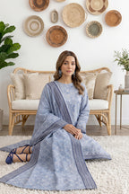 Rimal by UK Vol-61 3PC Unstitched Embroidered Lawn Suit (Blue)