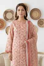 Rimal by UK Vol-61 3PC Unstitched Embroidered Lawn Suit (Peach)