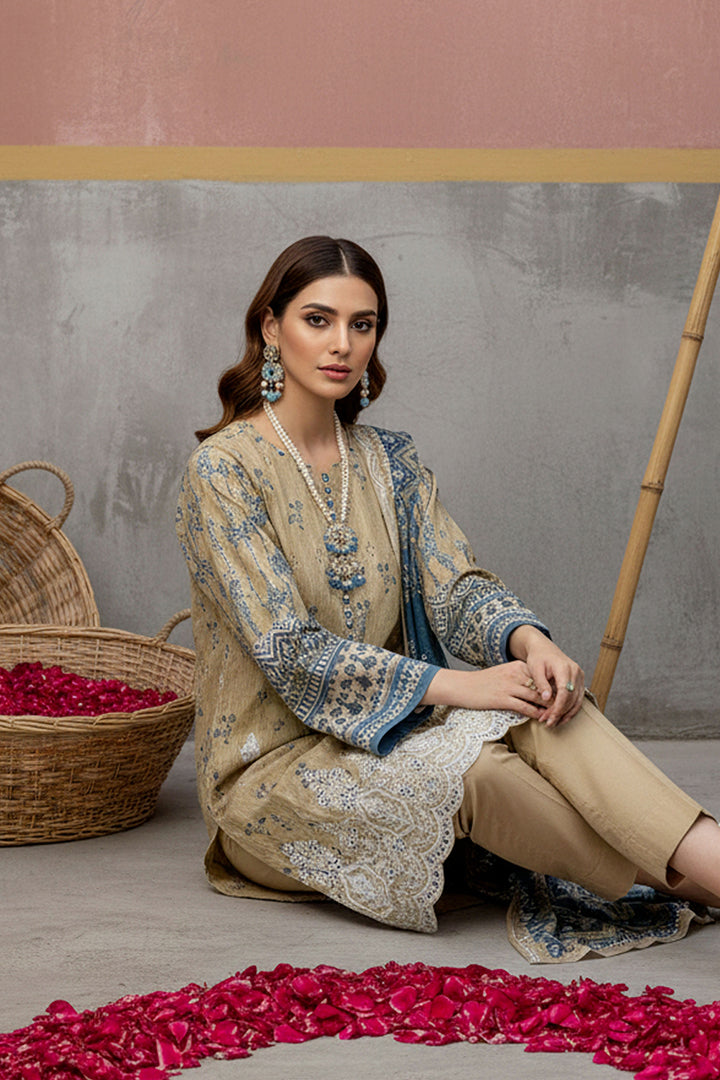 KIJI by Rimal Vol-119 3PC Unstitched Embroidered Lawn Suit (Light Brown)