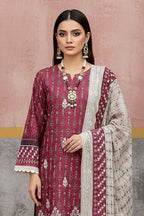 KIJI by Rimal Vol-119 3PC Unstitched Embroidered Lawn Suit (Maroon)