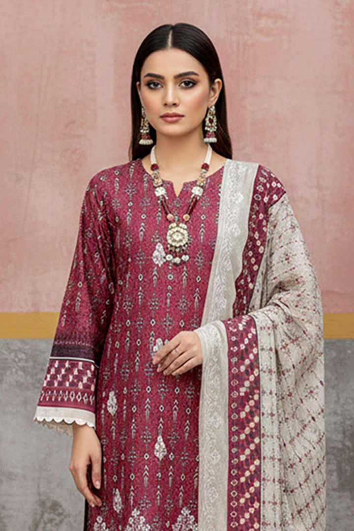 KIJI by Rimal Vol-119 3PC Unstitched Embroidered Lawn Suit (Maroon)
