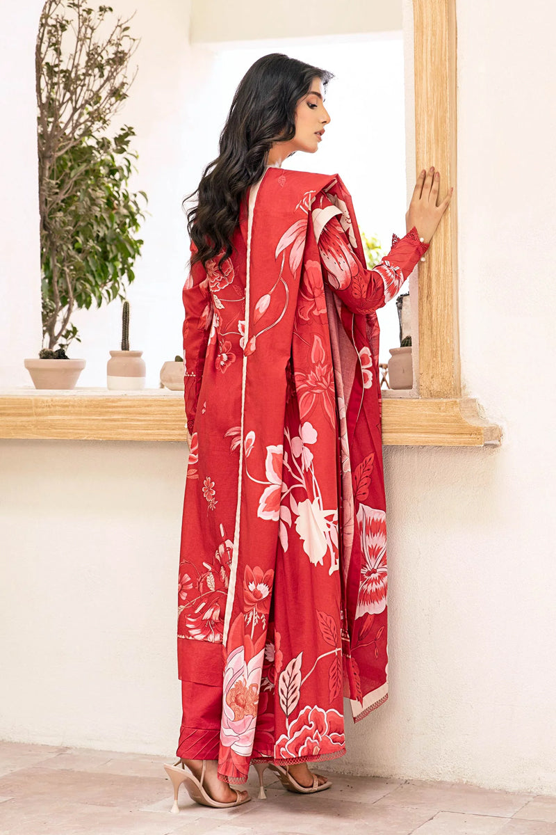 Elahéh By M.Fabrics - 3PC Unstitched Printed Lawn Suit (Red)