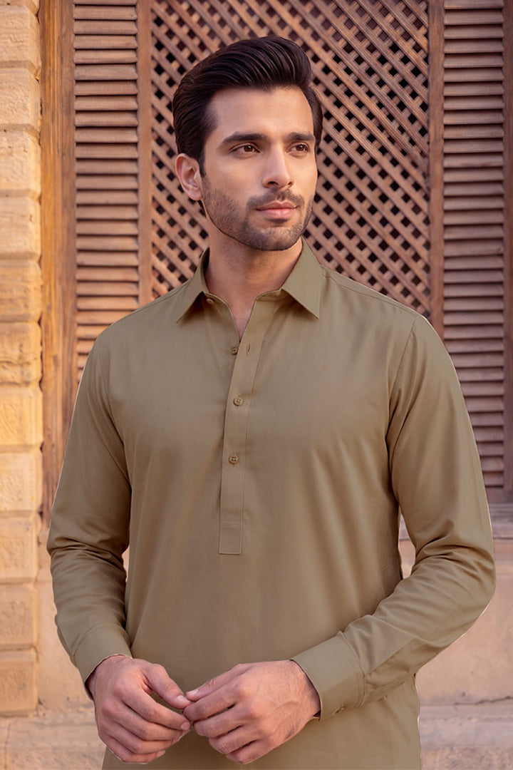 Gul Ahmed – Men’s Unstitched Wash & Wear Fabric (Brown)