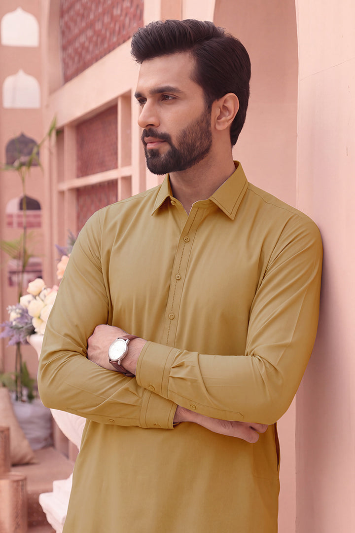 Alkaram – Men’s Unstitched Wash & Wear Fabric (Light Brown)