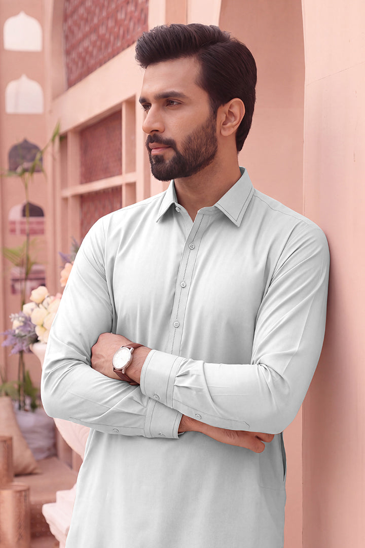 Alkaram – Men’s Unstitched Wash & Wear Fabric (White)