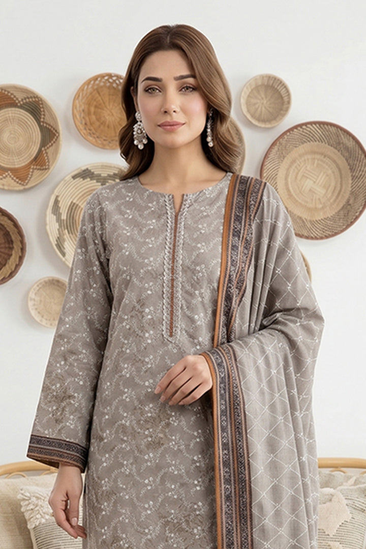 Rimal by UK Vol-61 3PC Unstitched Embroidered Lawn Suit (Gray)