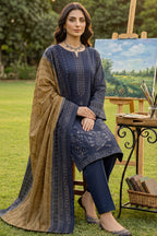 Rimal by UK Vol-41 3PC Unstitched Embroidered Lawn Suit (Blue)