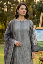 Rimal by UK Vol-41 3PC Unstitched Embroidered Lawn Suit (Grey)