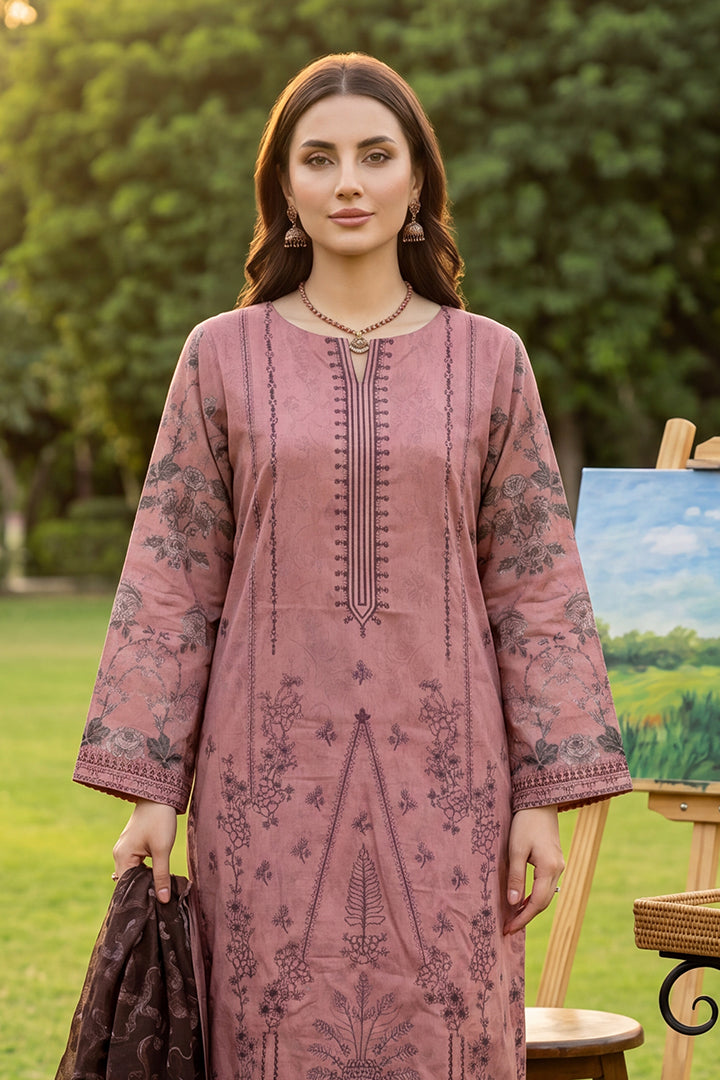 Rimal by UK Vol-41 3PC Unstitched Embroidered Lawn Suit (Pink)