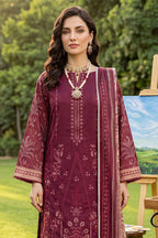 Rimal by UK Vol-41 3PC Unstitched Embroidered Lawn Suit (Red)